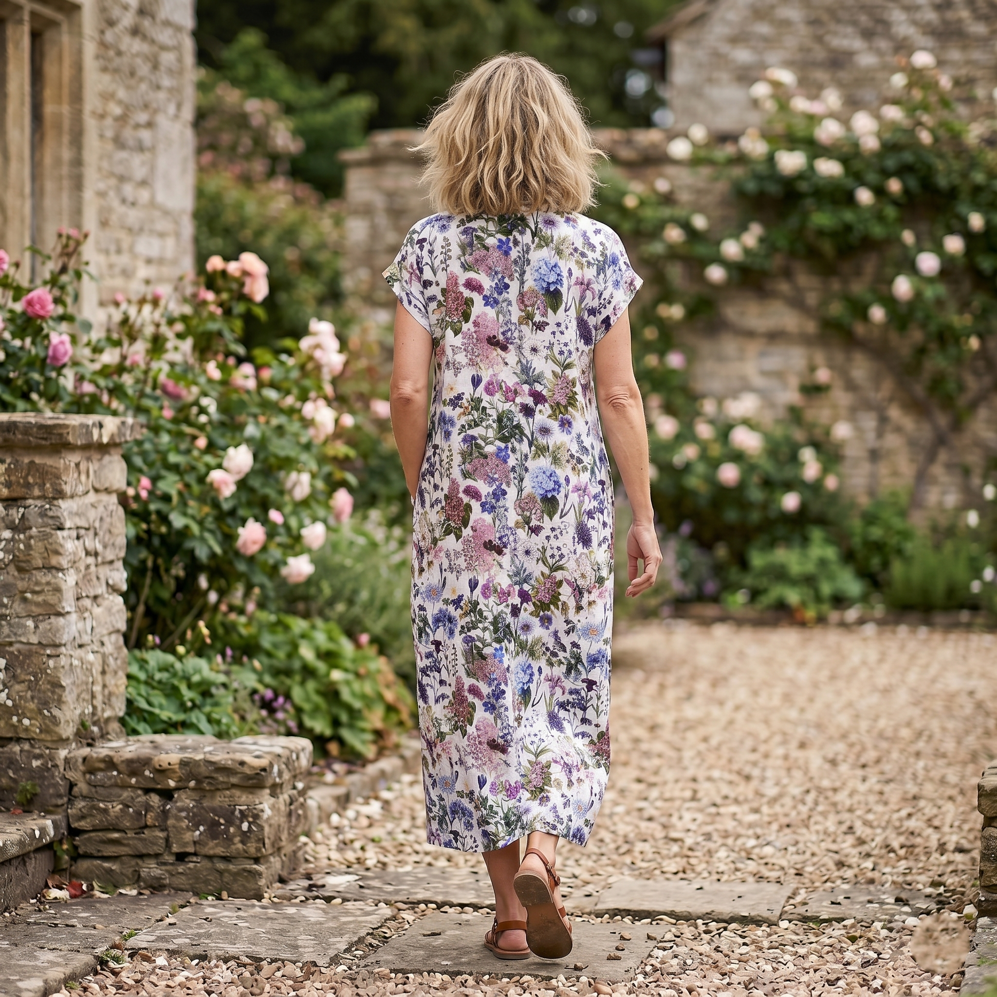 Kate Linen Dress - Petals
