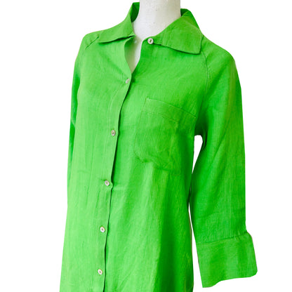 Lucy Linen Shirt Dress - Emerald