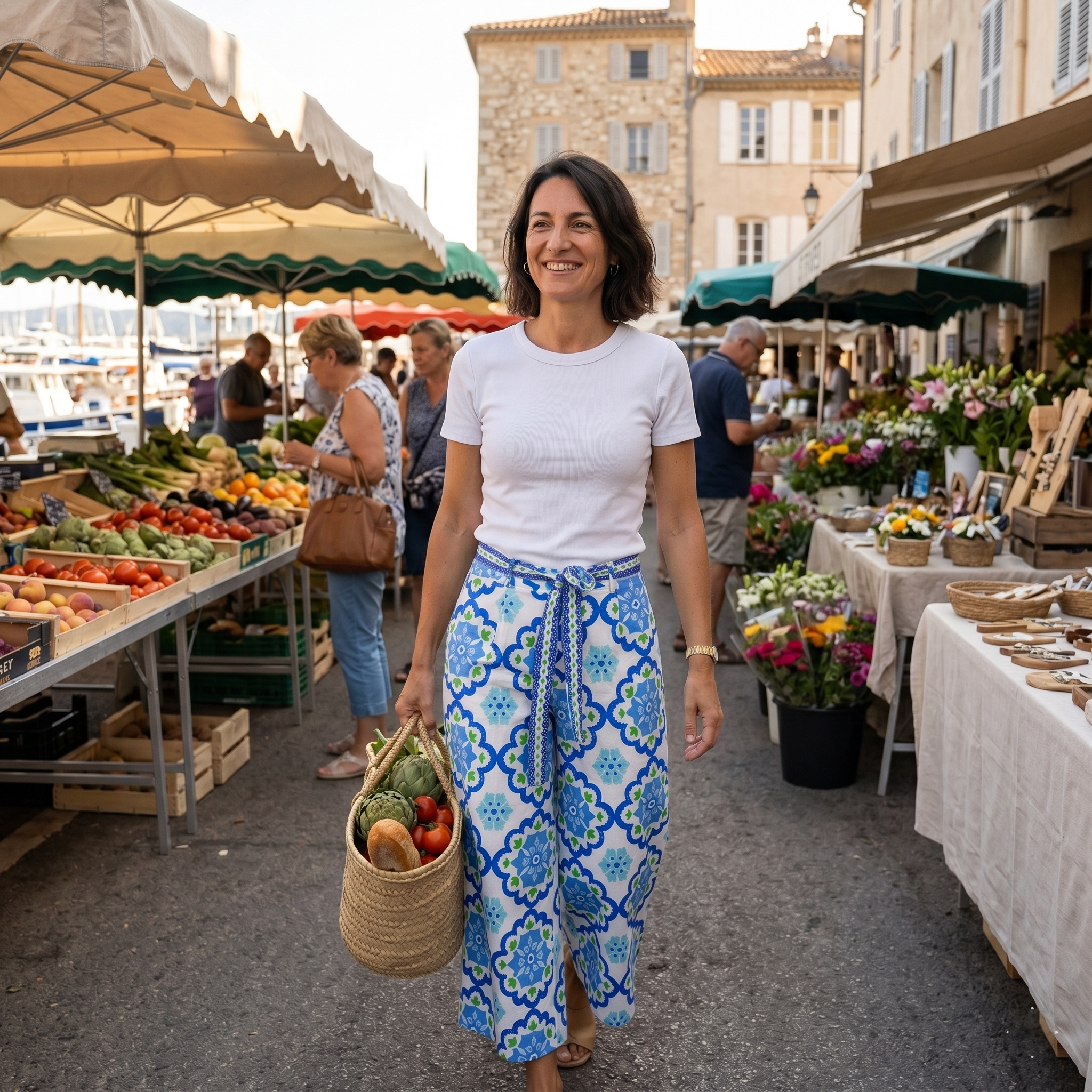 Matilda Cotton Trousers - Majorca Blue