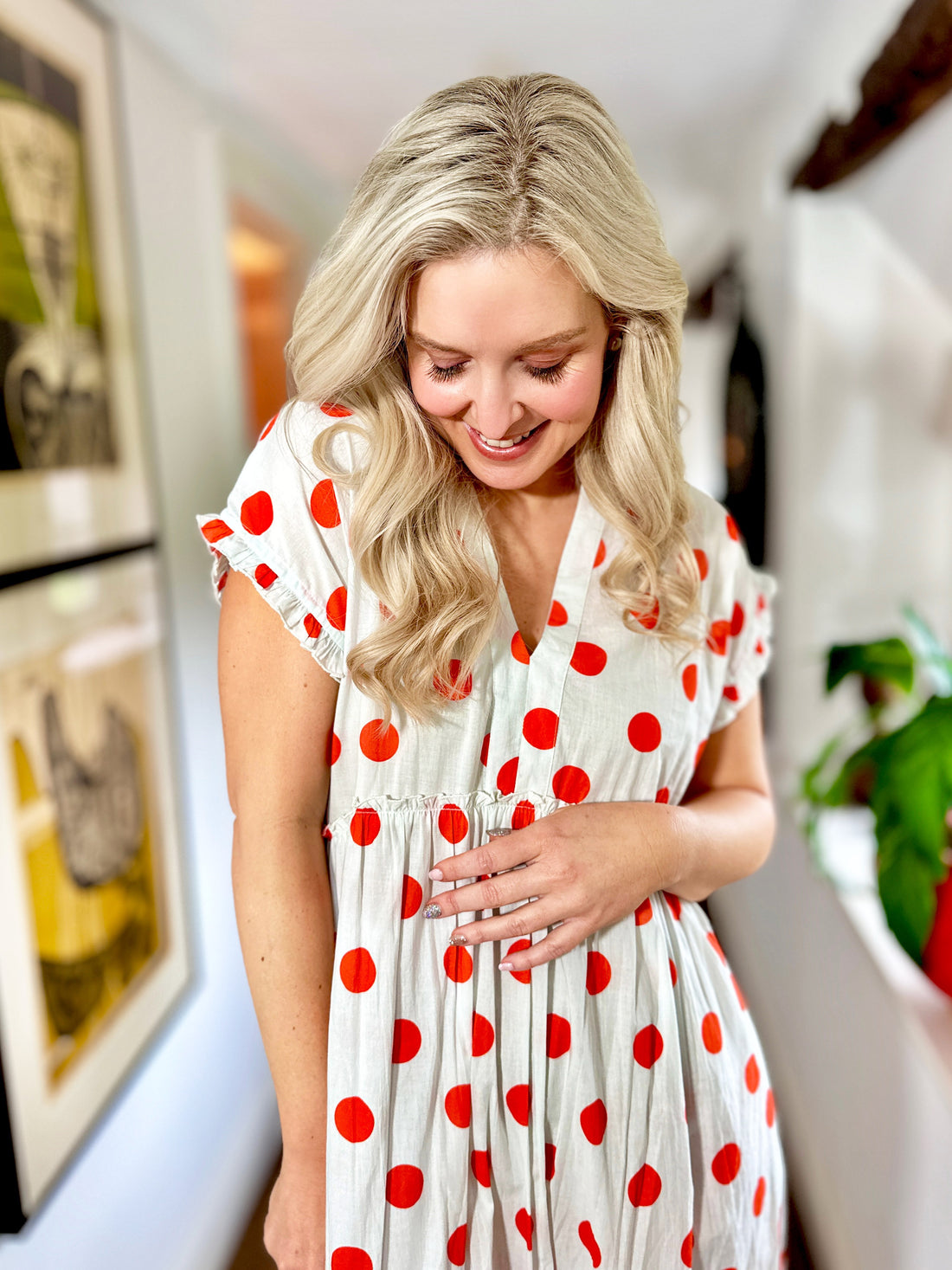 Olivia Tiered Dress - Orange Dot