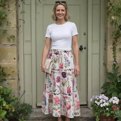 Zoe Tiered Skirt - English Garden