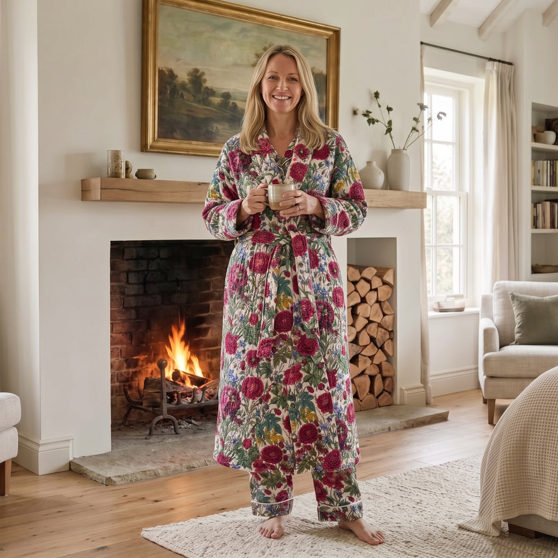Dressing Gown - Raspberry Rose