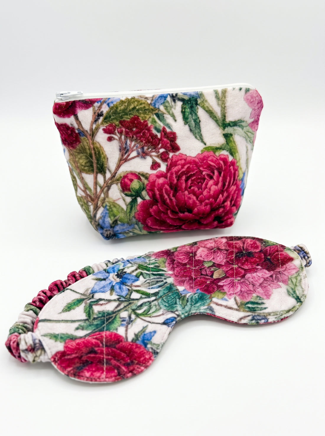 Lipstick Pouches Brushed Cotton - Raspberry Rose