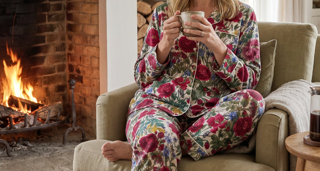 Long Pyjamas Brushed Cotton - Raspberry Rose