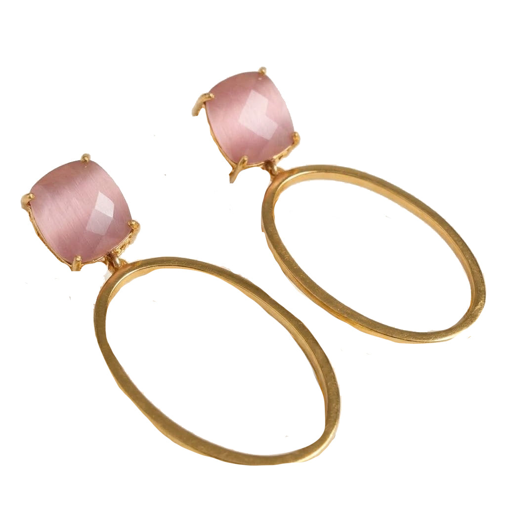 Rose quartz hoop earrings
