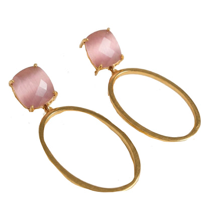 Rose quartz hoop earrings