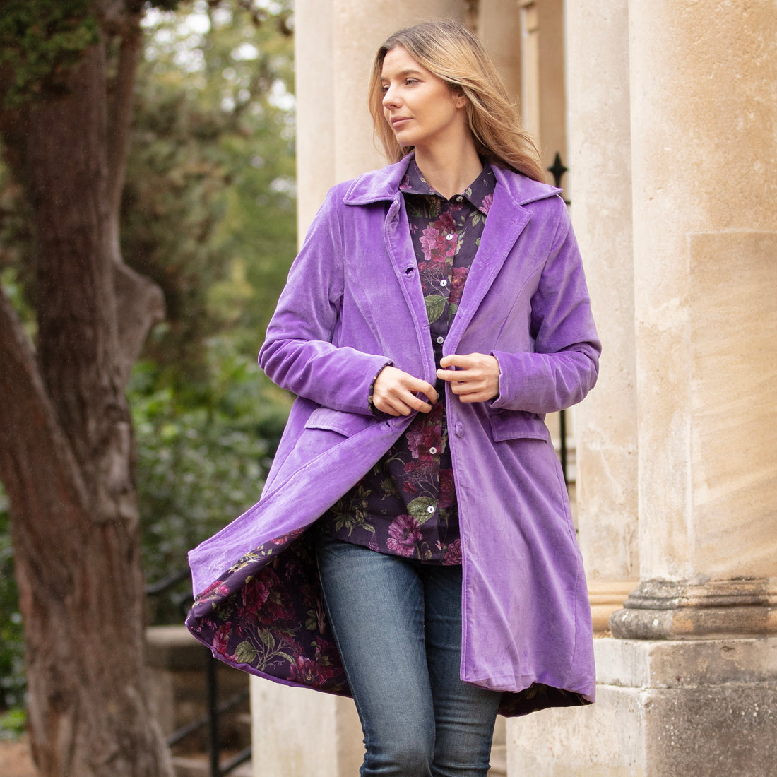 Sabrina Velvet Coat - Irvine Violet