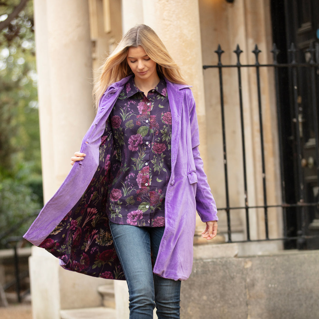 Sabrina Velvet Coat - Irvine Violet