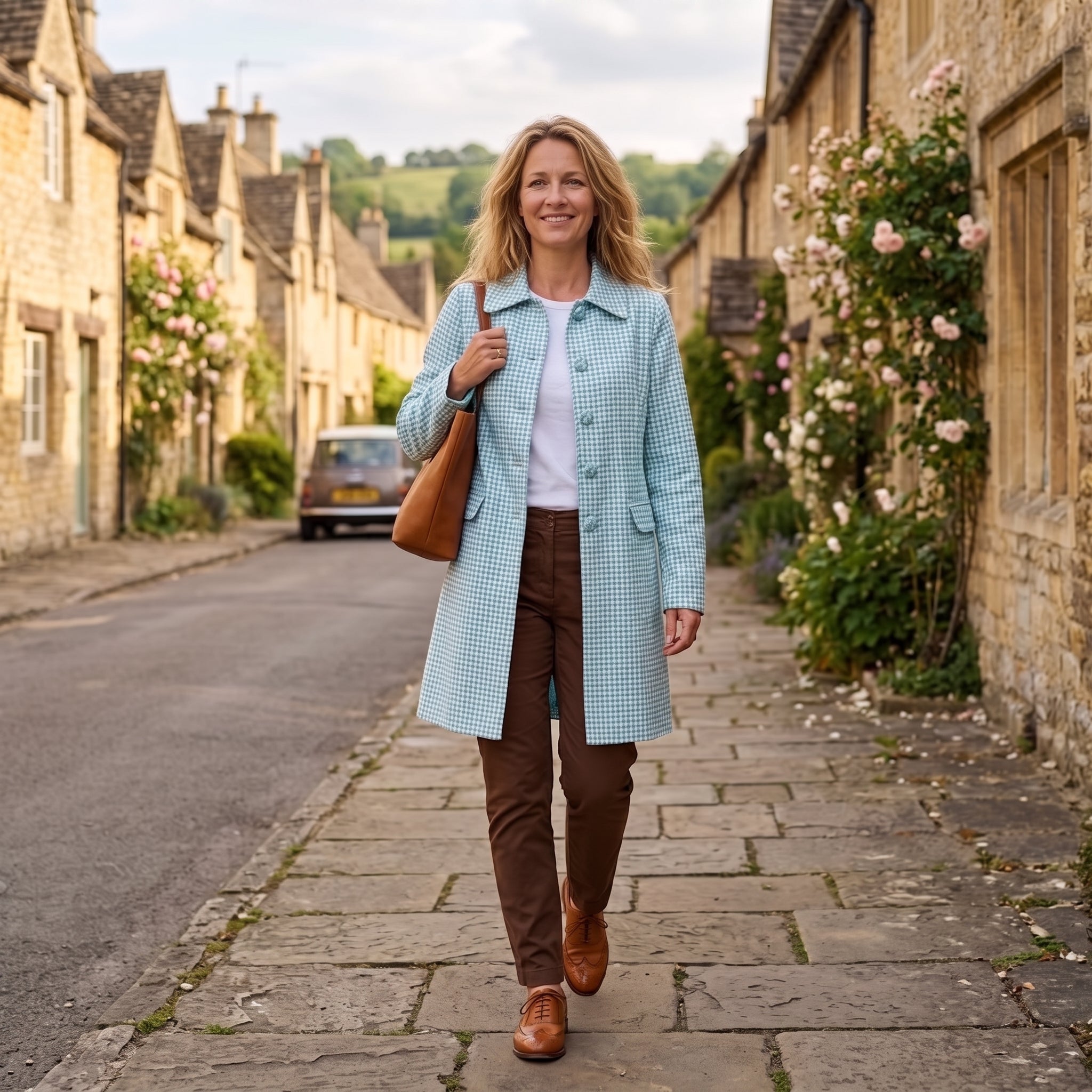 Sabrina Coat - Gingham Duck Egg