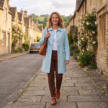 Sabrina Coat - Gingham Duck Egg