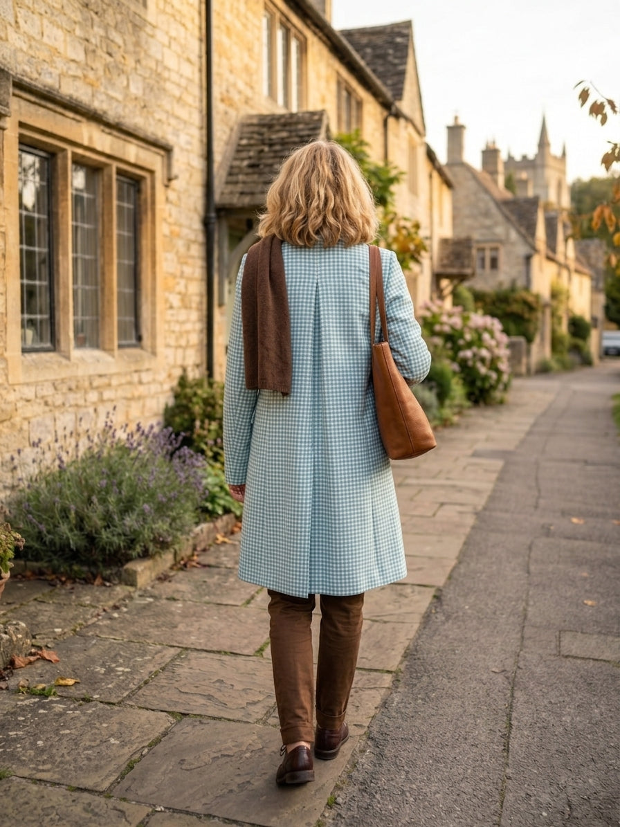 Sabrina Coat - Gingham Duck Egg