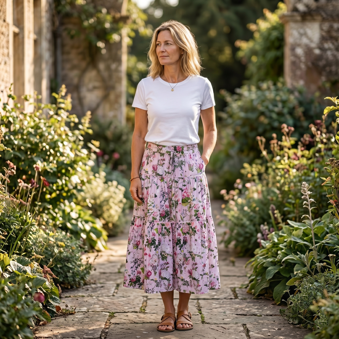 Sally Cotton Skirt - Pink Bouquet