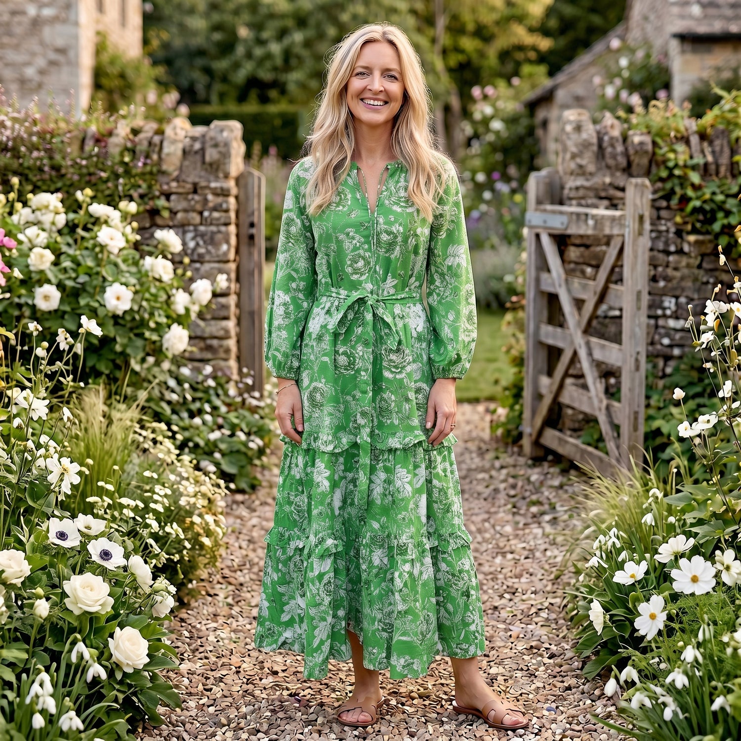 Scarlett Cotton Dress - Norton Apple