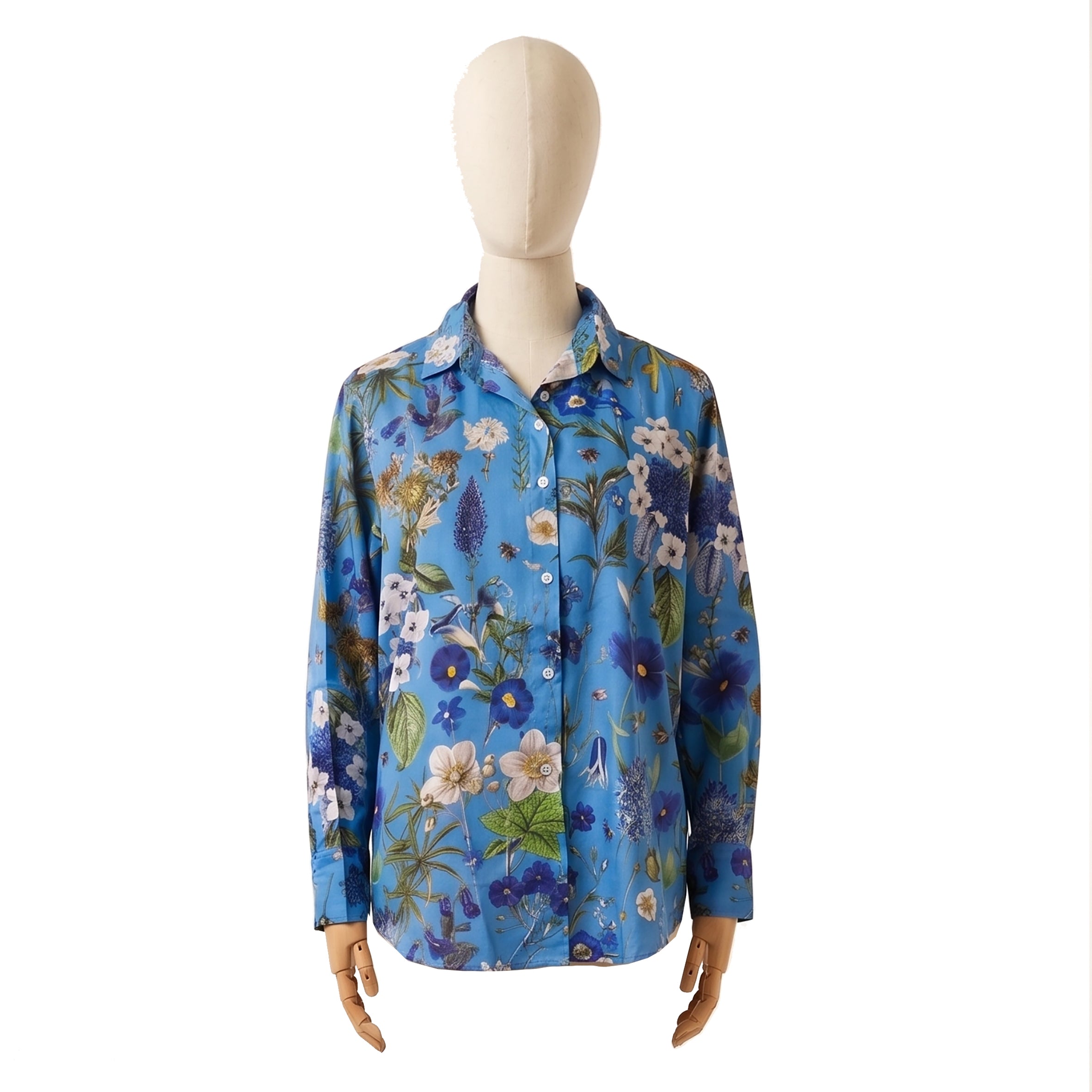Stacey Satin Shirt - Cobalt Blue
