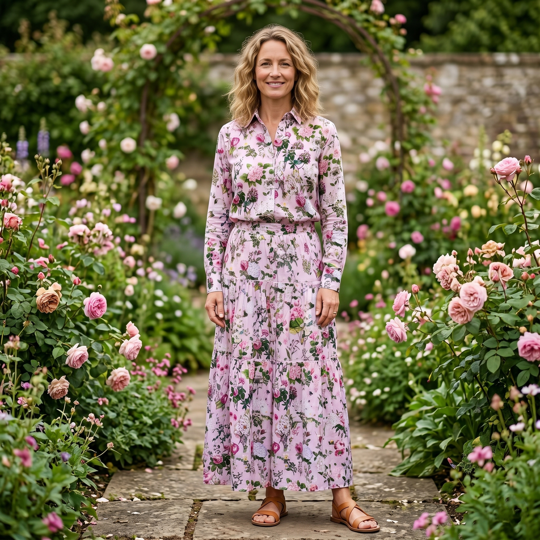 Stacey Cotton Shirt - Pink Bouquet