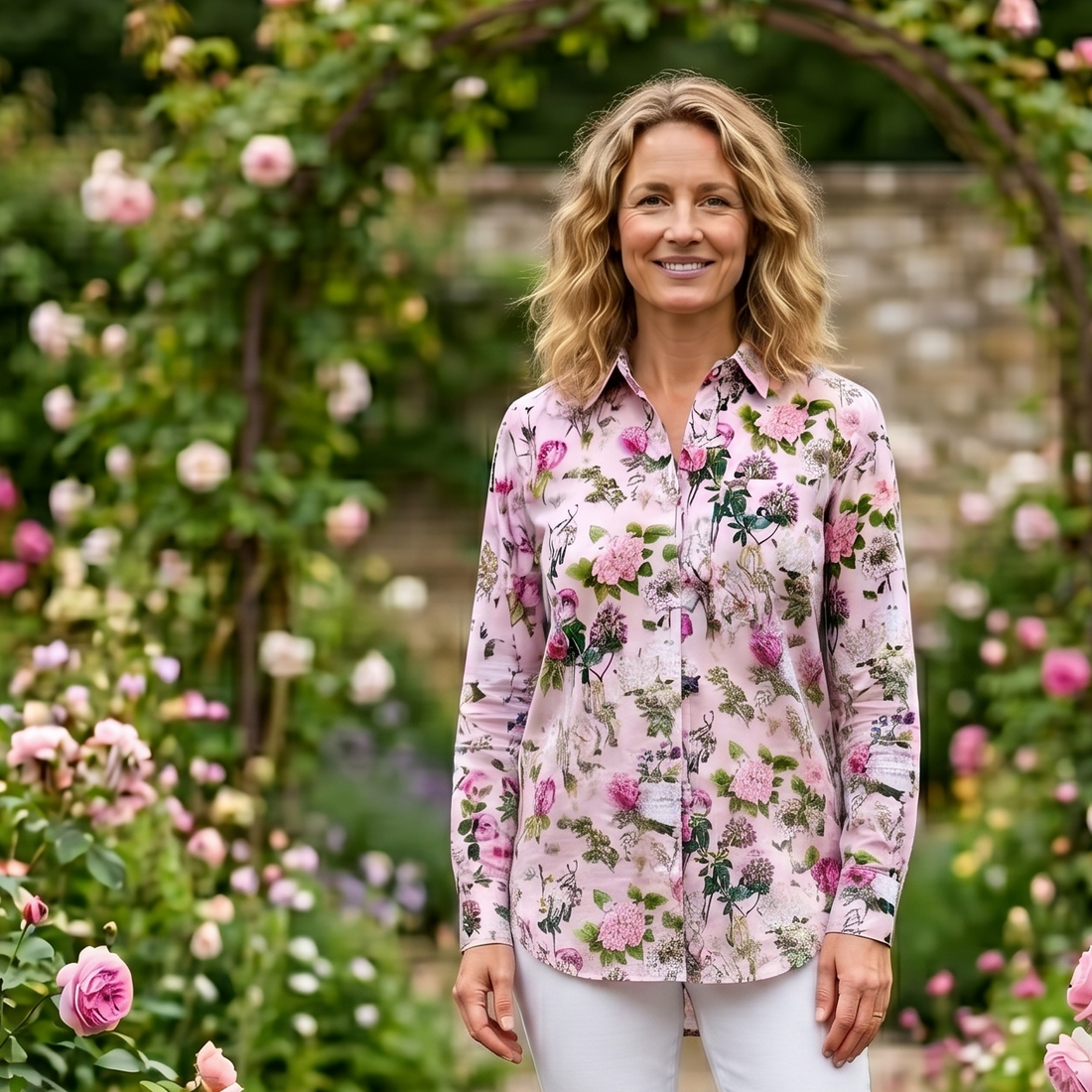 Stacey Cotton Shirt - Pink Bouquet