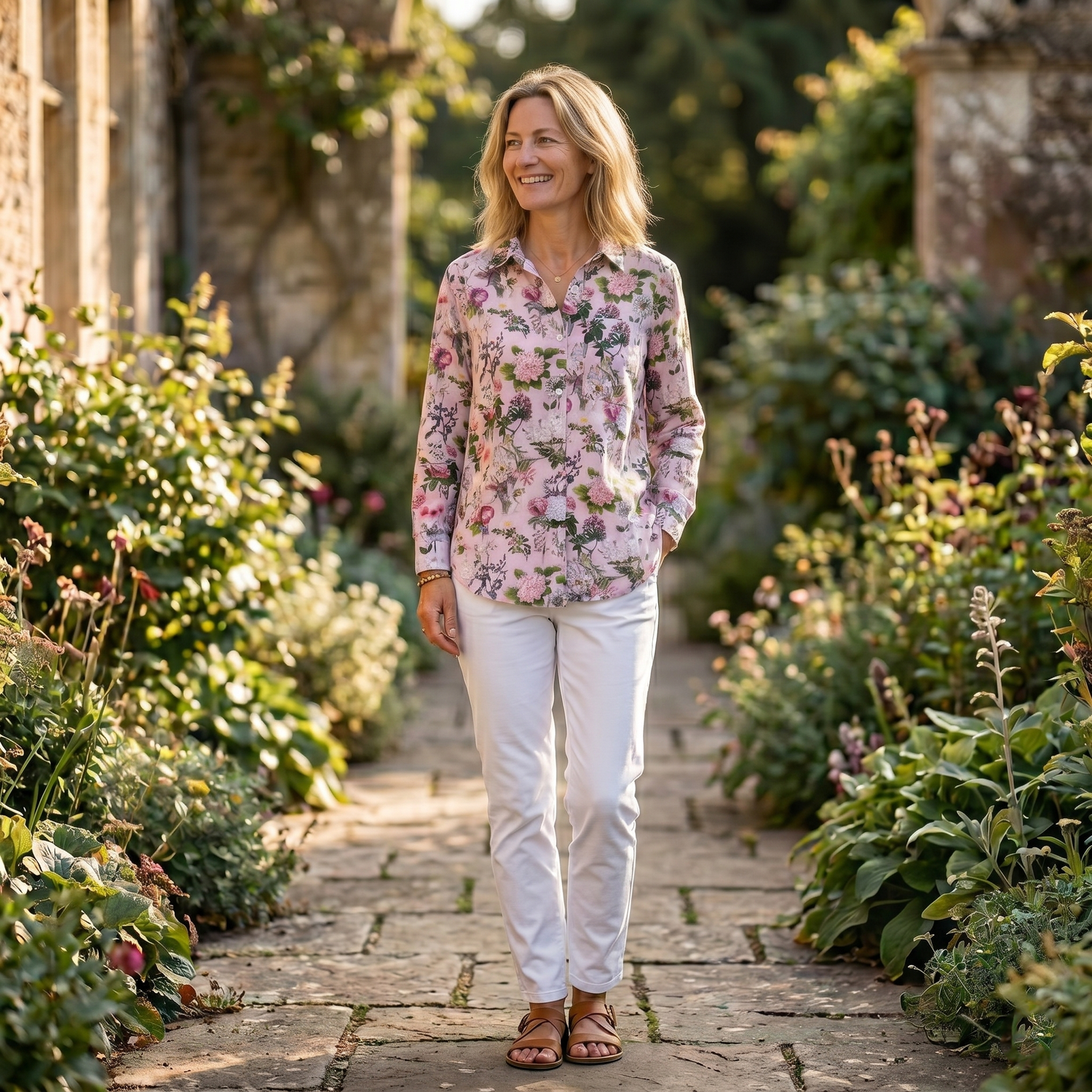 Stacey Cotton Shirt - Pink Bouquet